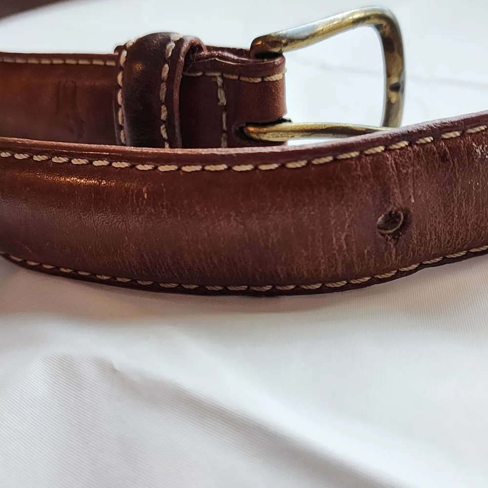 Polo Ralph Lauren Brown Tanned Leather Gold Tone Buckle Men’s Size 38
